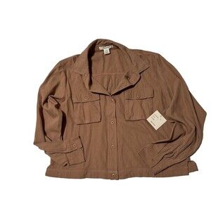 Women's Passport Button Down Poppy Color Jacket/Blouse X-Large 100% Cotton Retro
